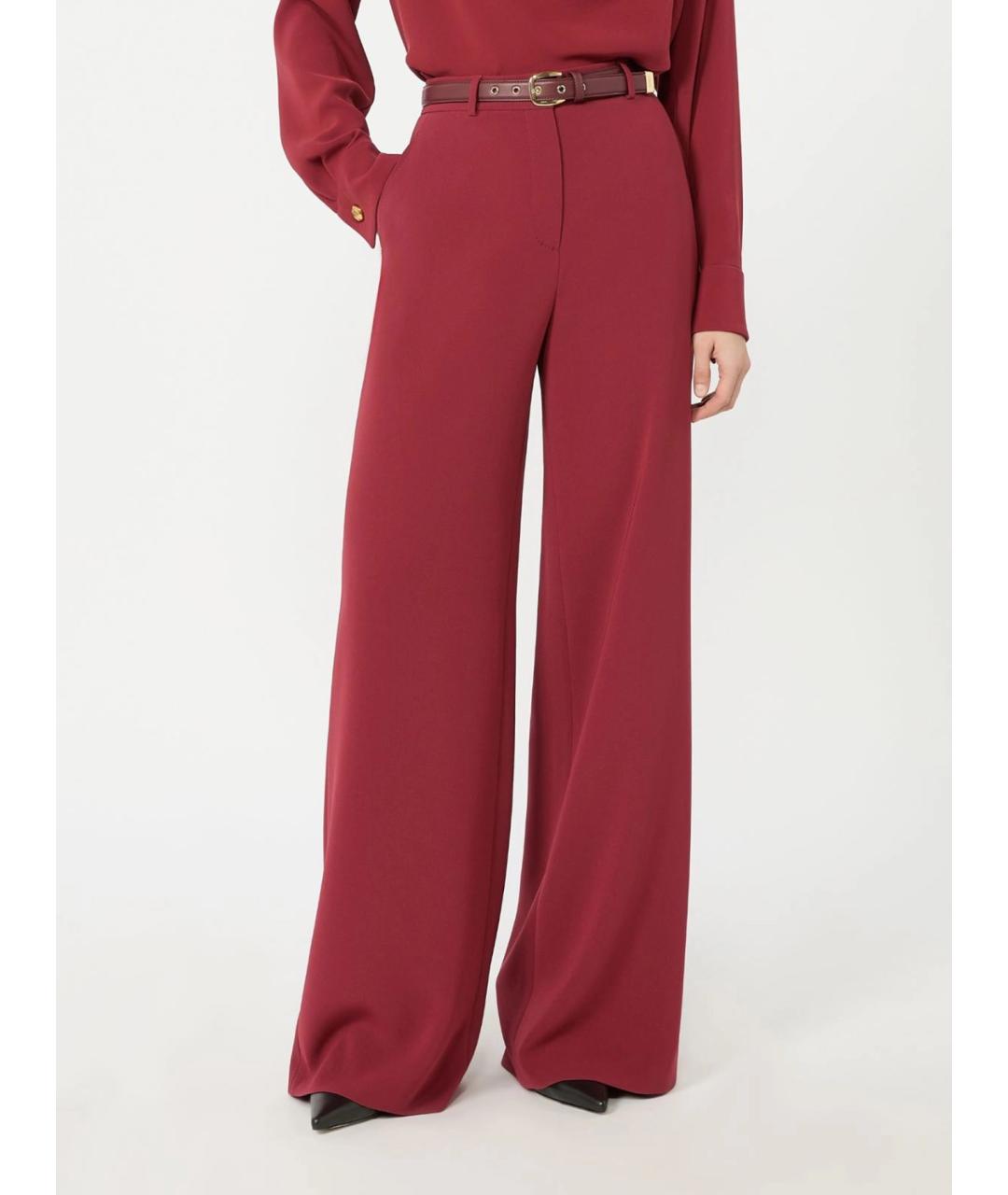 MAX MARA STUDIO Бордовые ацетатные брюки широкие, фото 3