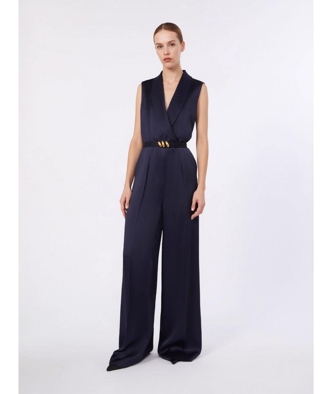 MAX MARA STUDIO Синий ацетатный комбинезон, фото 3