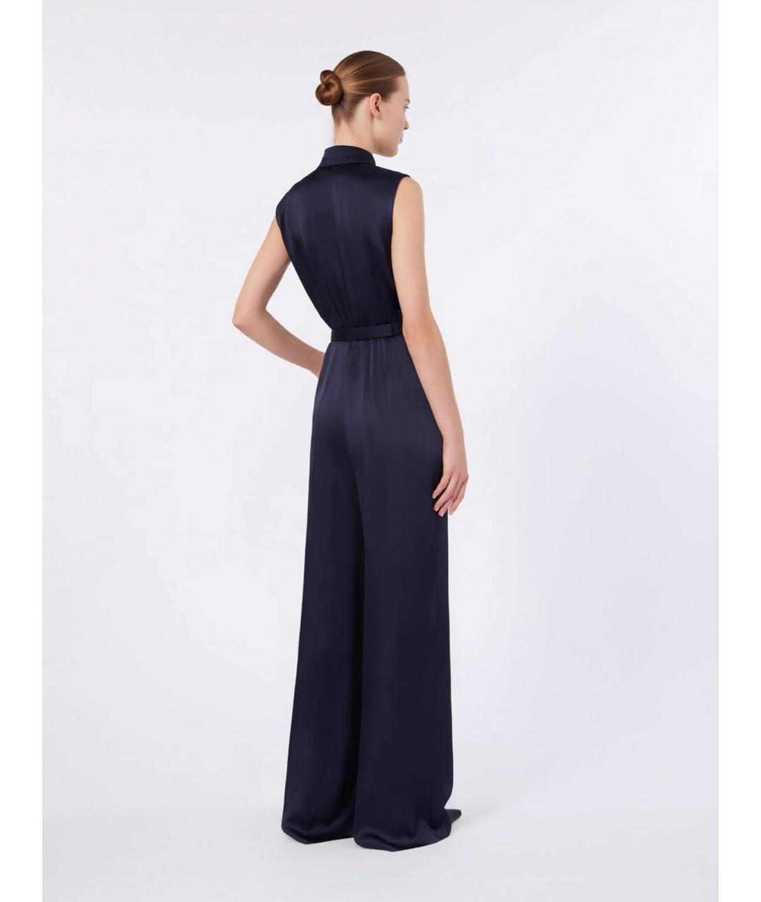 MAX MARA STUDIO Синий ацетатный комбинезон, фото 4