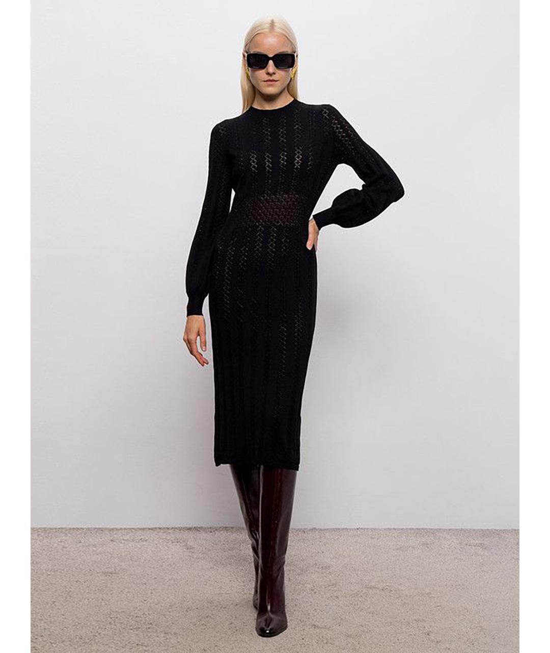 TWIN-SET Черное вискозное коктейльное платье, фото 2