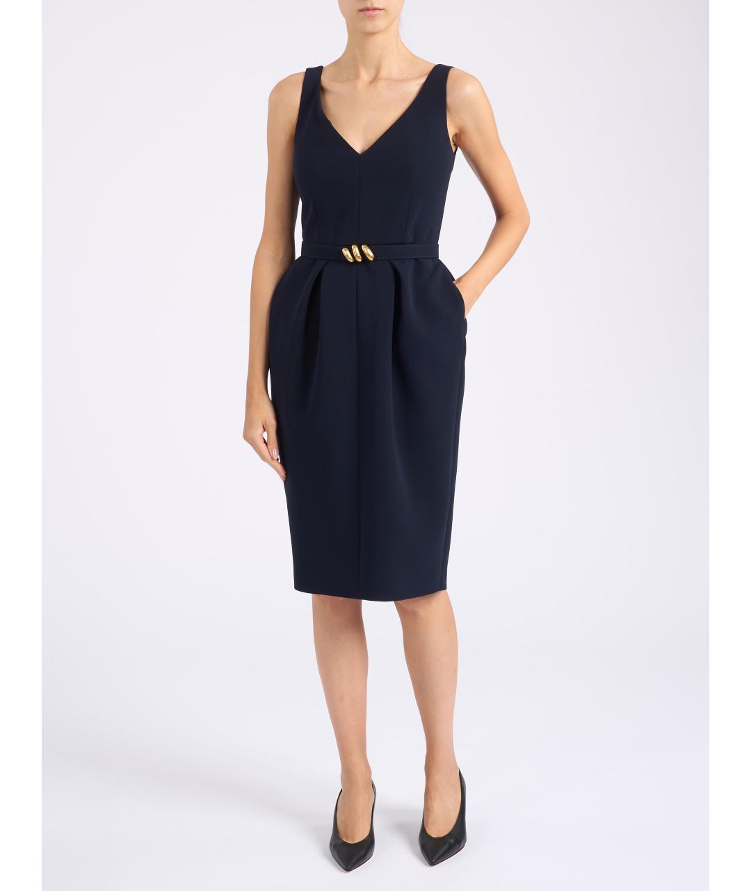 MAX MARA STUDIO Синее ацетатное повседневное платье, фото 2