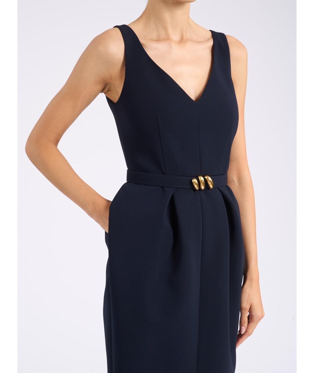 MAX MARA STUDIO Синее ацетатное повседневное платье, фото 4