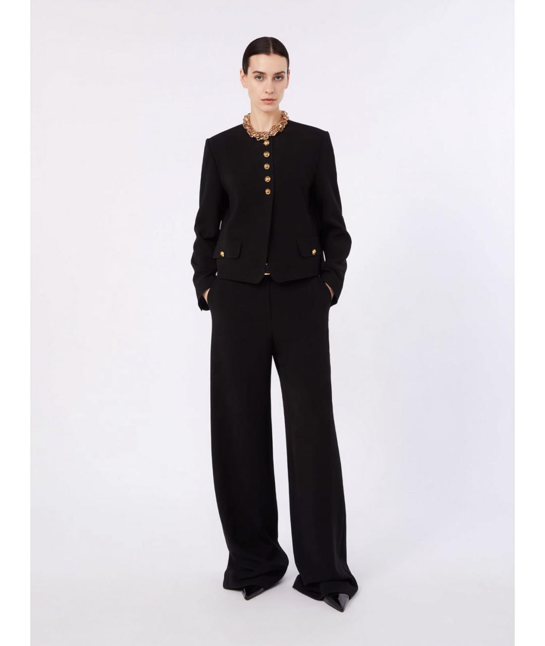 MAX MARA STUDIO Черные ацетатные брюки широкие, фото 2