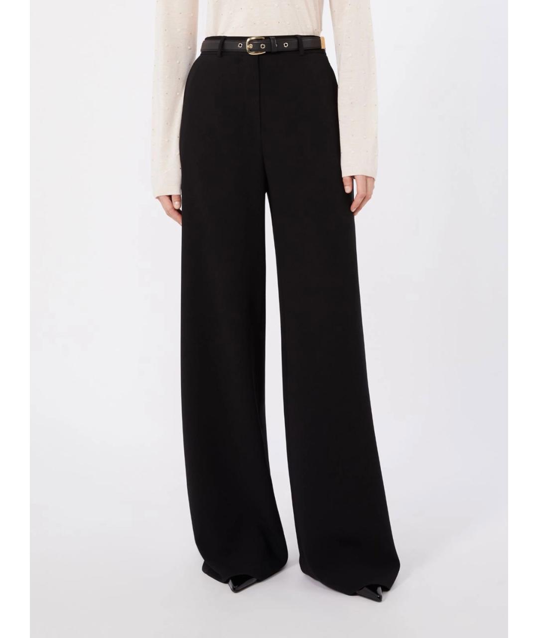 MAX MARA STUDIO Черные ацетатные брюки широкие, фото 3