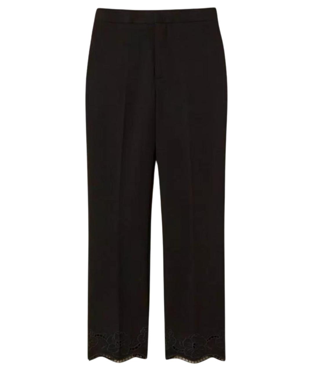 TWIN-SET Черные вискозные прямые брюки, фото 1