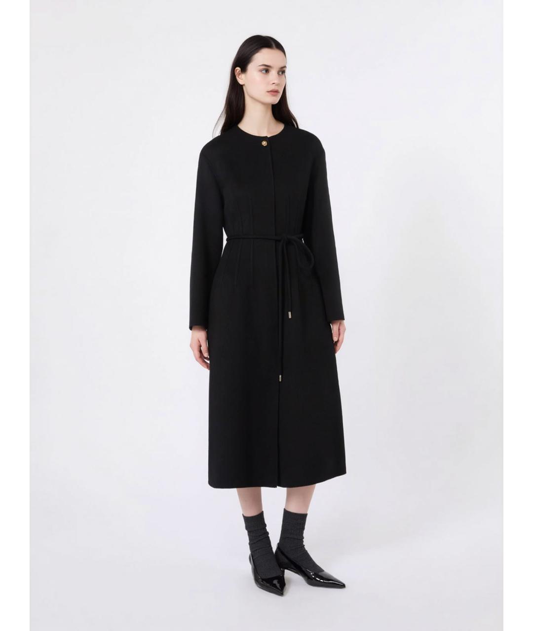 MAX MARA STUDIO Черное шерстяное пальто, фото 3