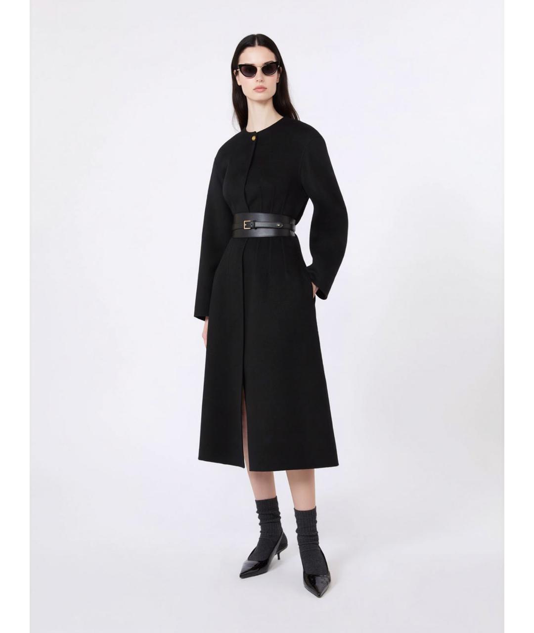 MAX MARA STUDIO Черное шерстяное пальто, фото 2