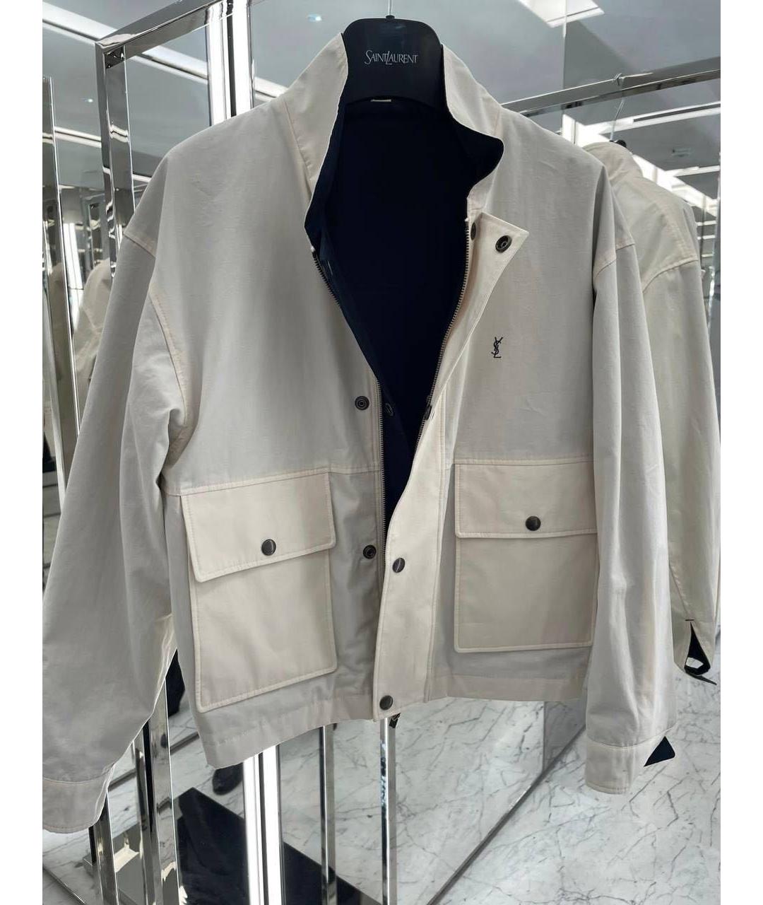 SAINT LAURENT Темно-синяя хлопковая куртка, фото 8