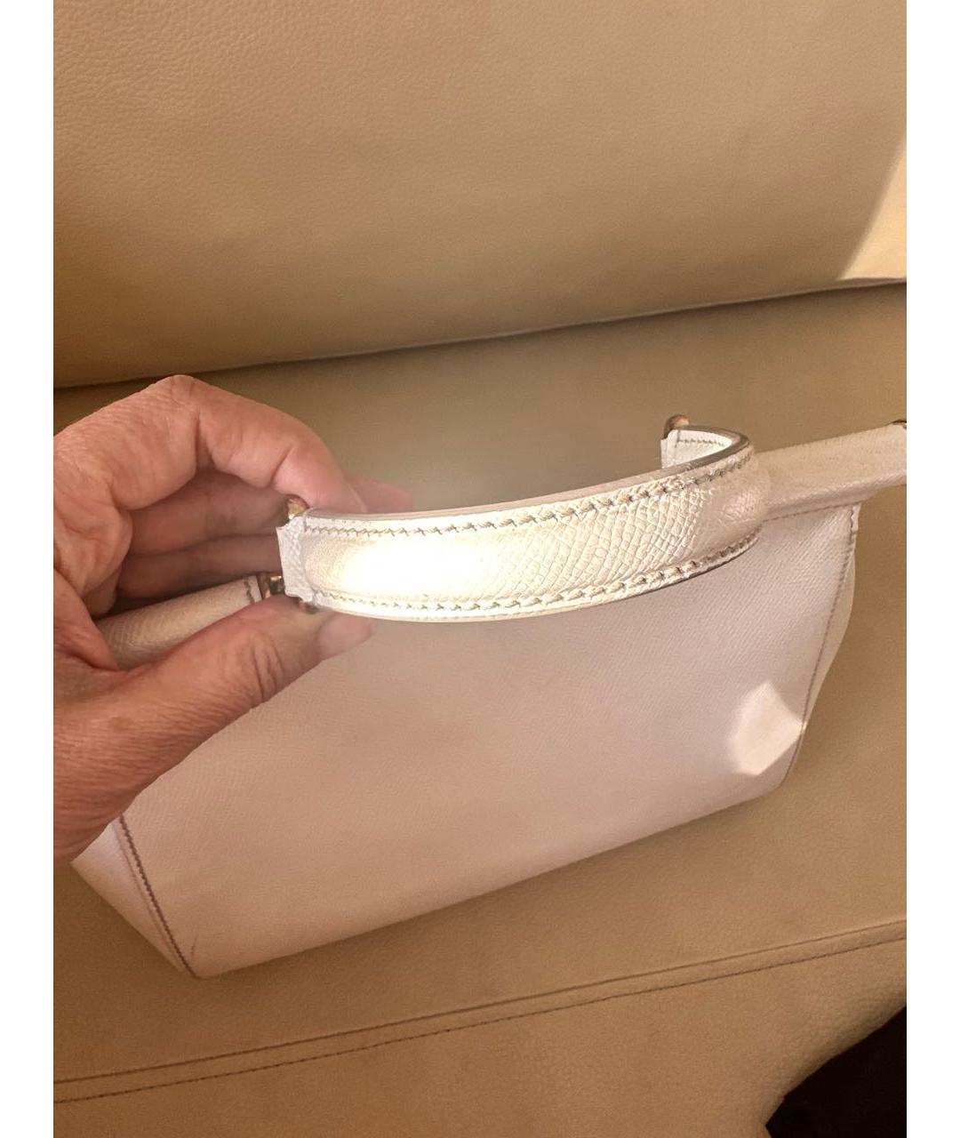 DOLCE&GABBANA Белая кожаная сумка с короткими ручками, фото 7