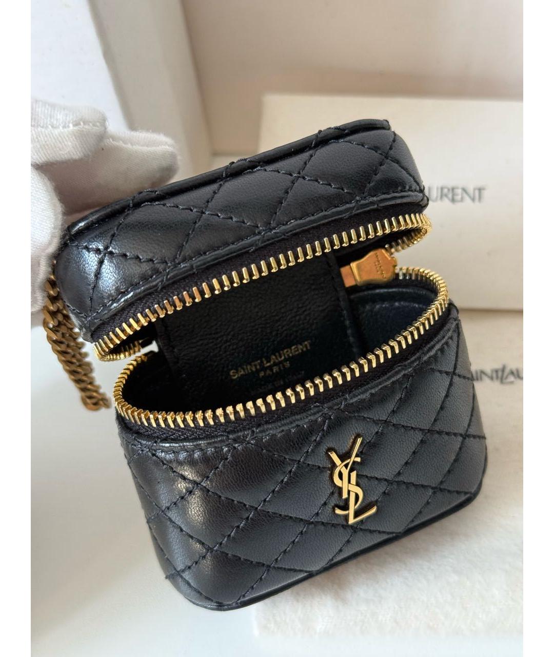 SAINT LAURENT Черная кожаная сумка с короткими ручками, фото 8