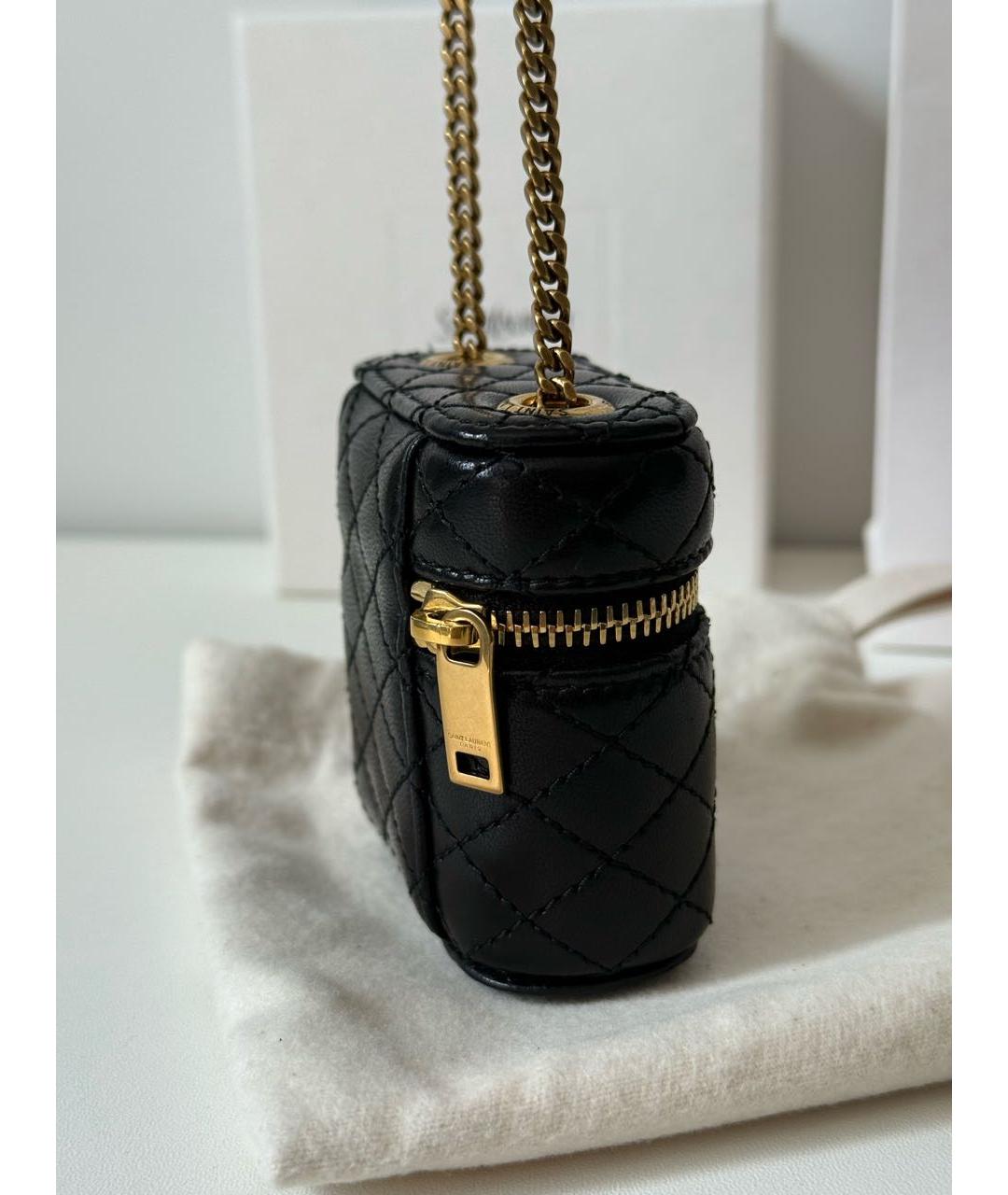 SAINT LAURENT Черная кожаная сумка с короткими ручками, фото 6