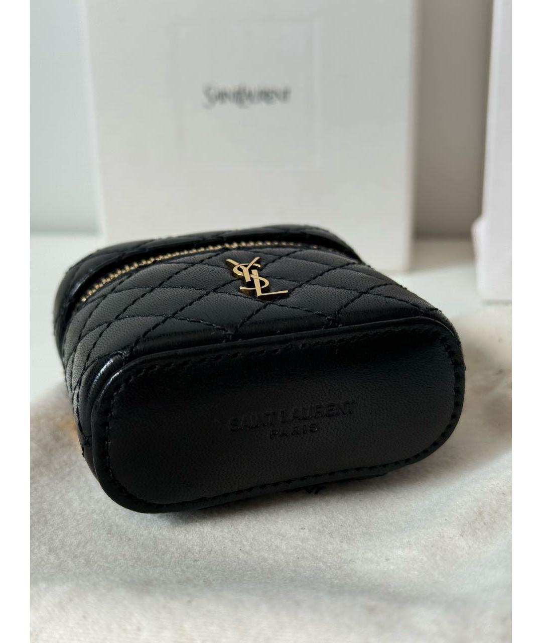 SAINT LAURENT Черная кожаная сумка с короткими ручками, фото 5