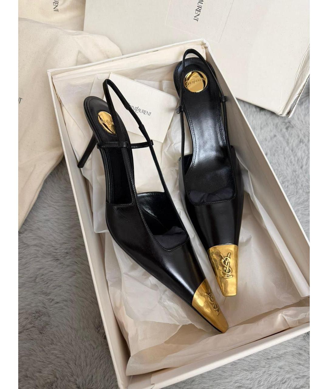 SAINT LAURENT Черные кожаные туфли, фото 3