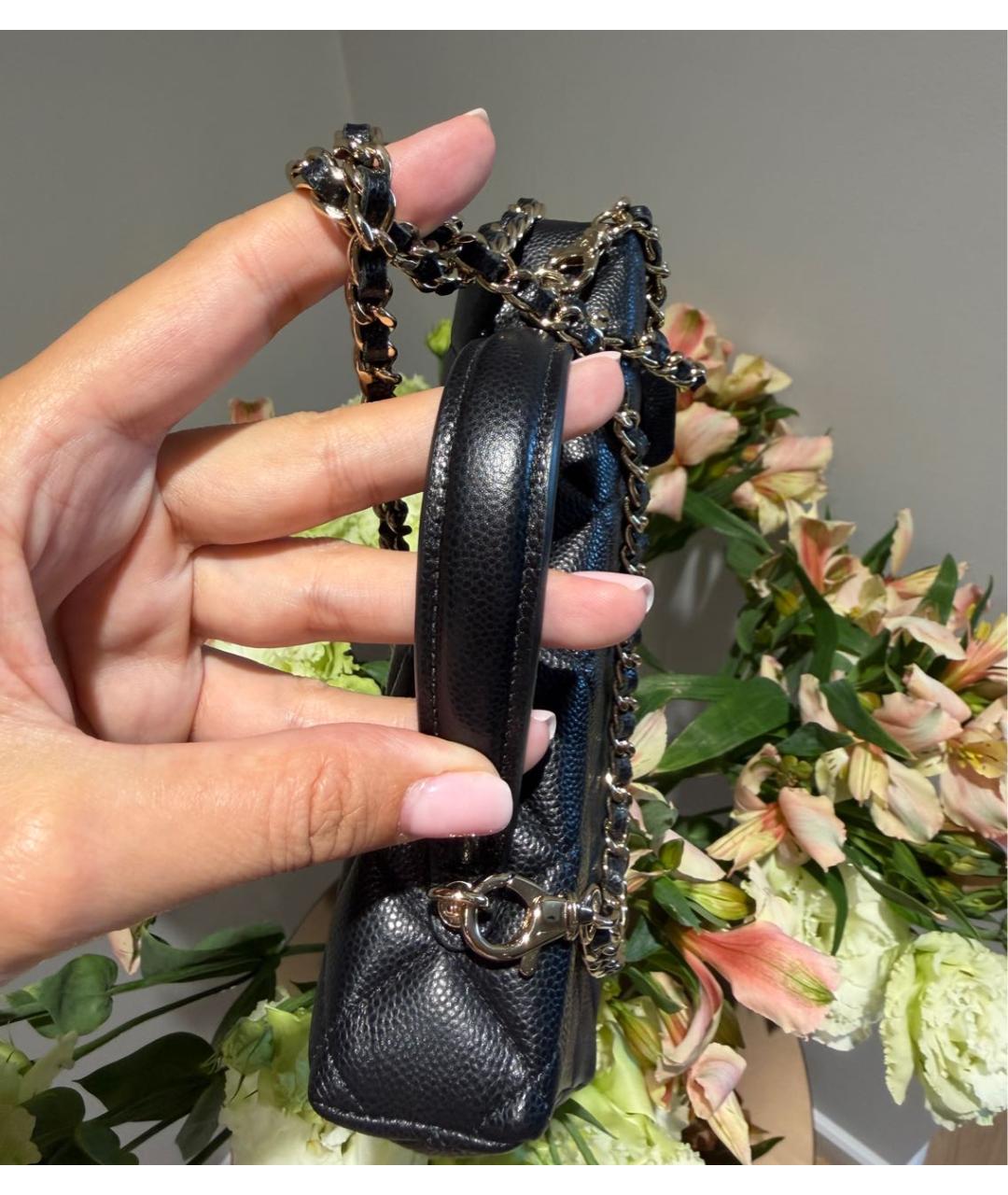 CHANEL Черная кожаная сумка через плечо, фото 6