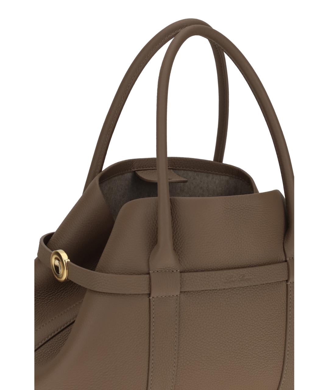 LORO PIANA Коричневая кожаная сумка тоут, фото 4