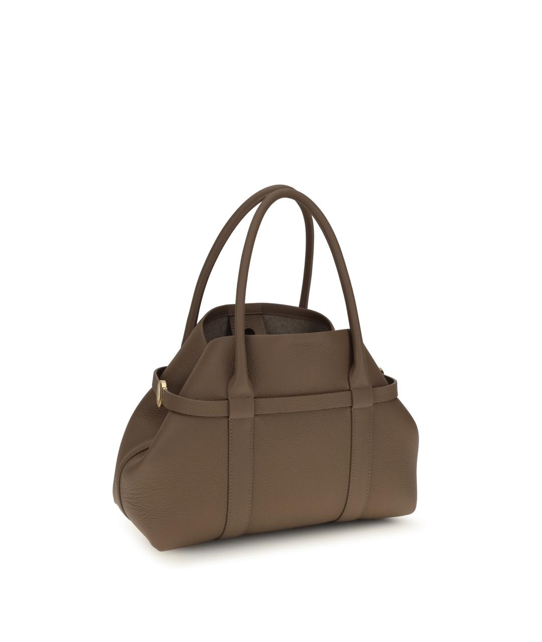 LORO PIANA Коричневая кожаная сумка тоут, фото 3