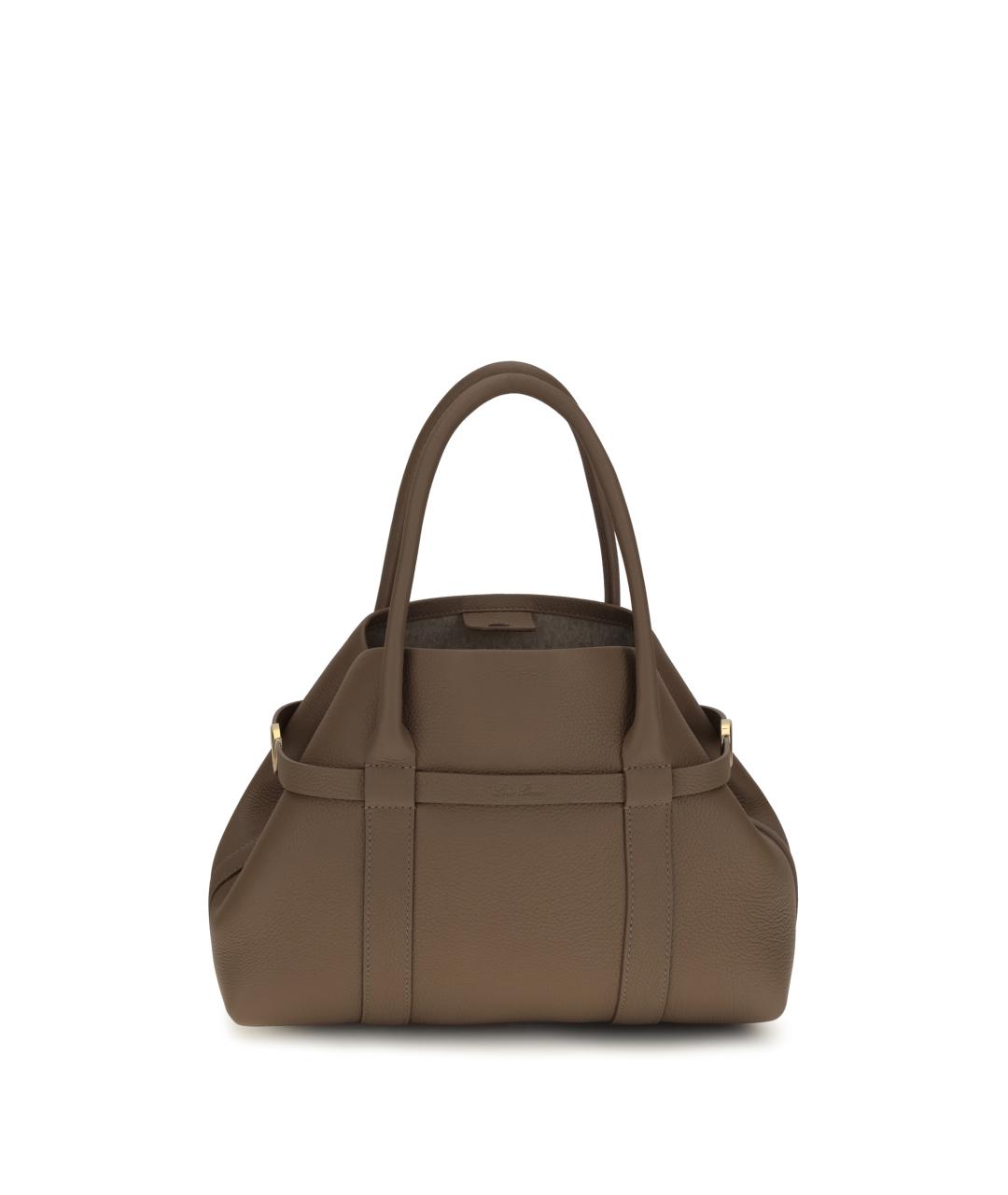 LORO PIANA Коричневая кожаная сумка тоут, фото 1