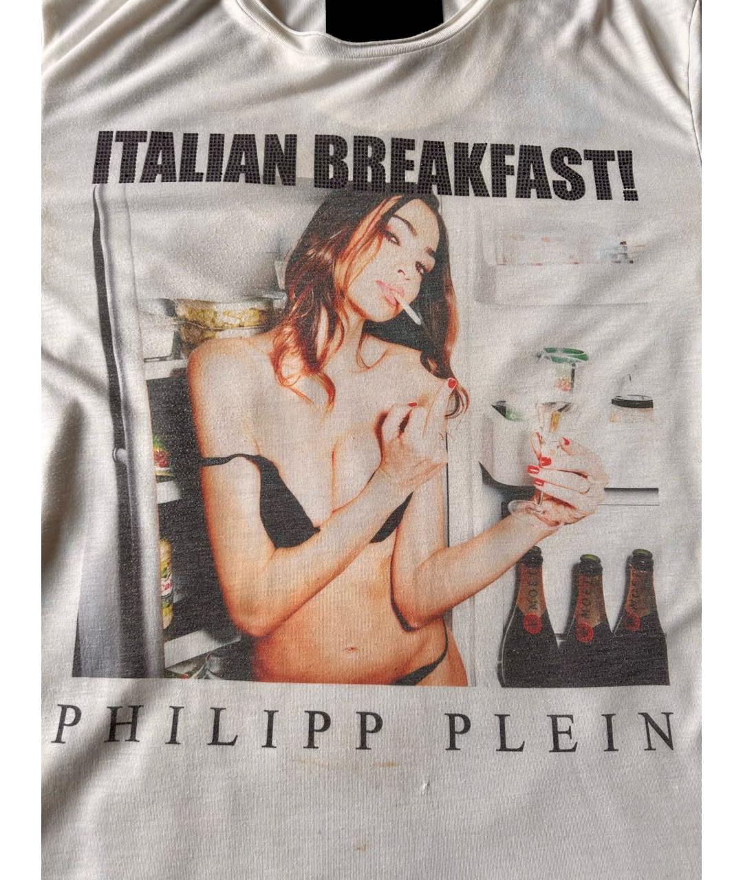 PHILIPP PLEIN Белая хлопковая футболка, фото 5