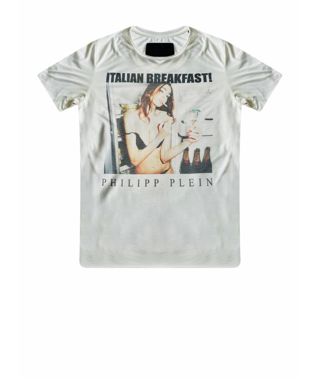 PHILIPP PLEIN Белая хлопковая футболка, фото 1