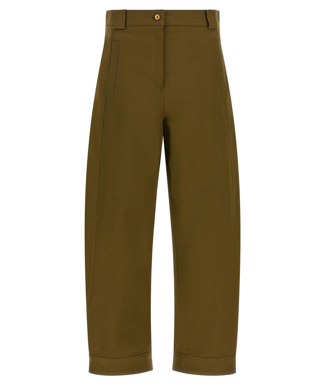 MAX MARA Зеленые хлопковые прямые брюки, фото 1