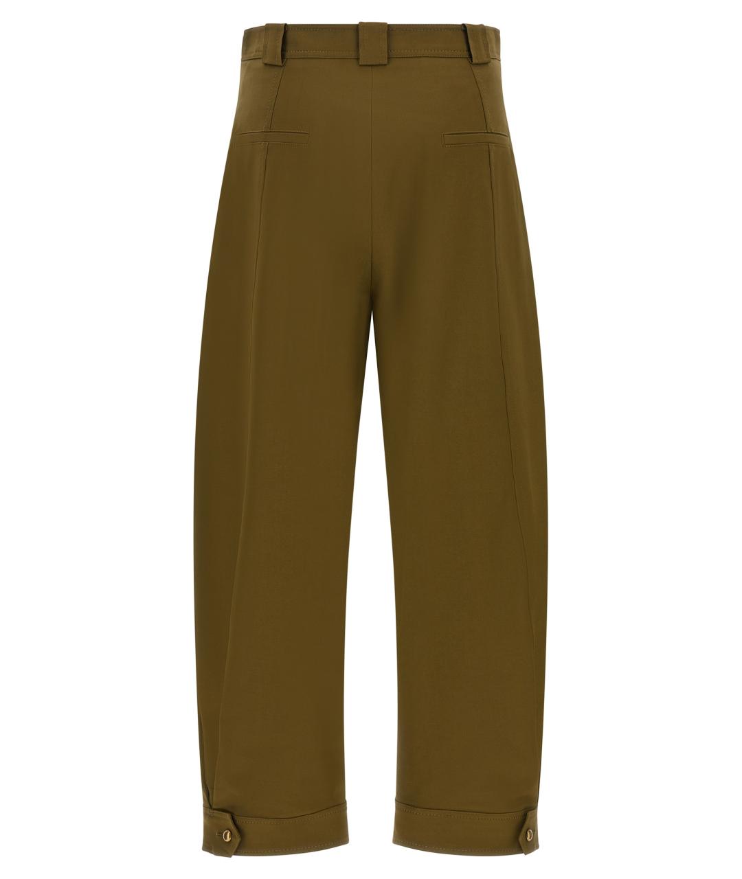 MAX MARA Зеленые хлопковые прямые брюки, фото 2