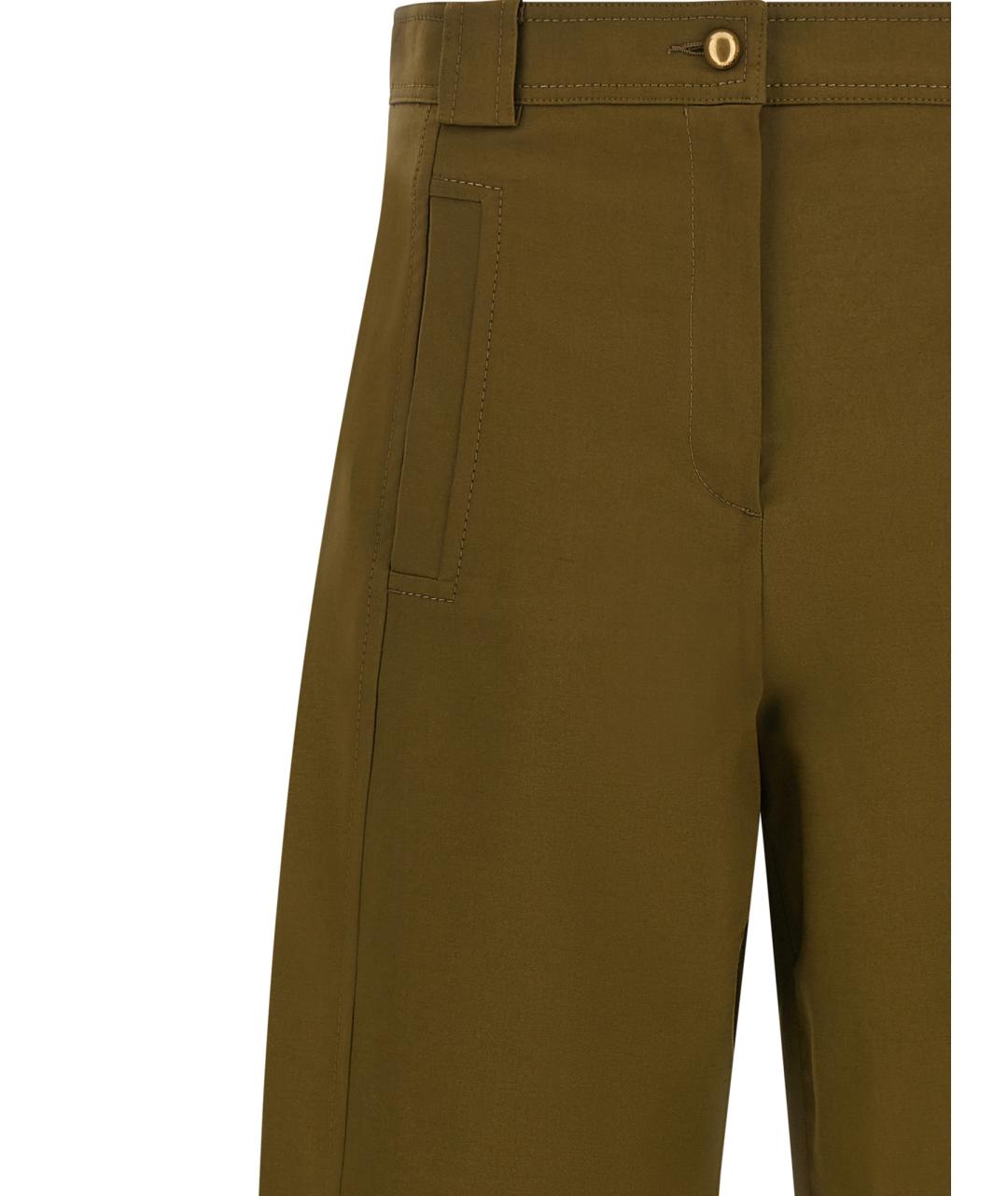 MAX MARA Зеленые хлопковые прямые брюки, фото 3