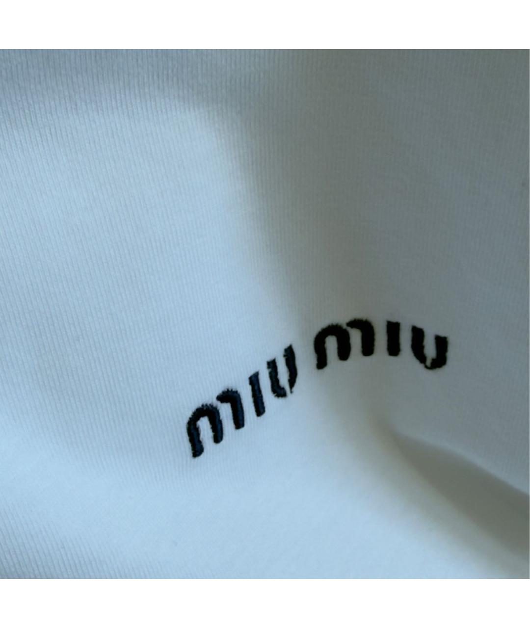 MIU MIU Белая хлопковая футболка, фото 4
