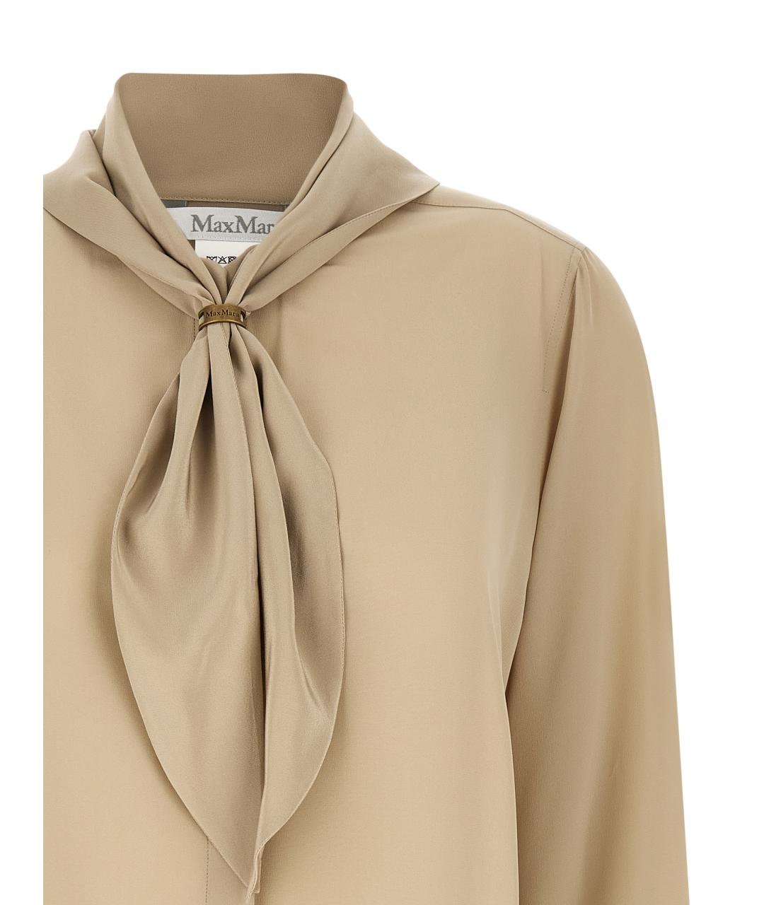 MAX MARA Бежевая шелковая блузы, фото 3
