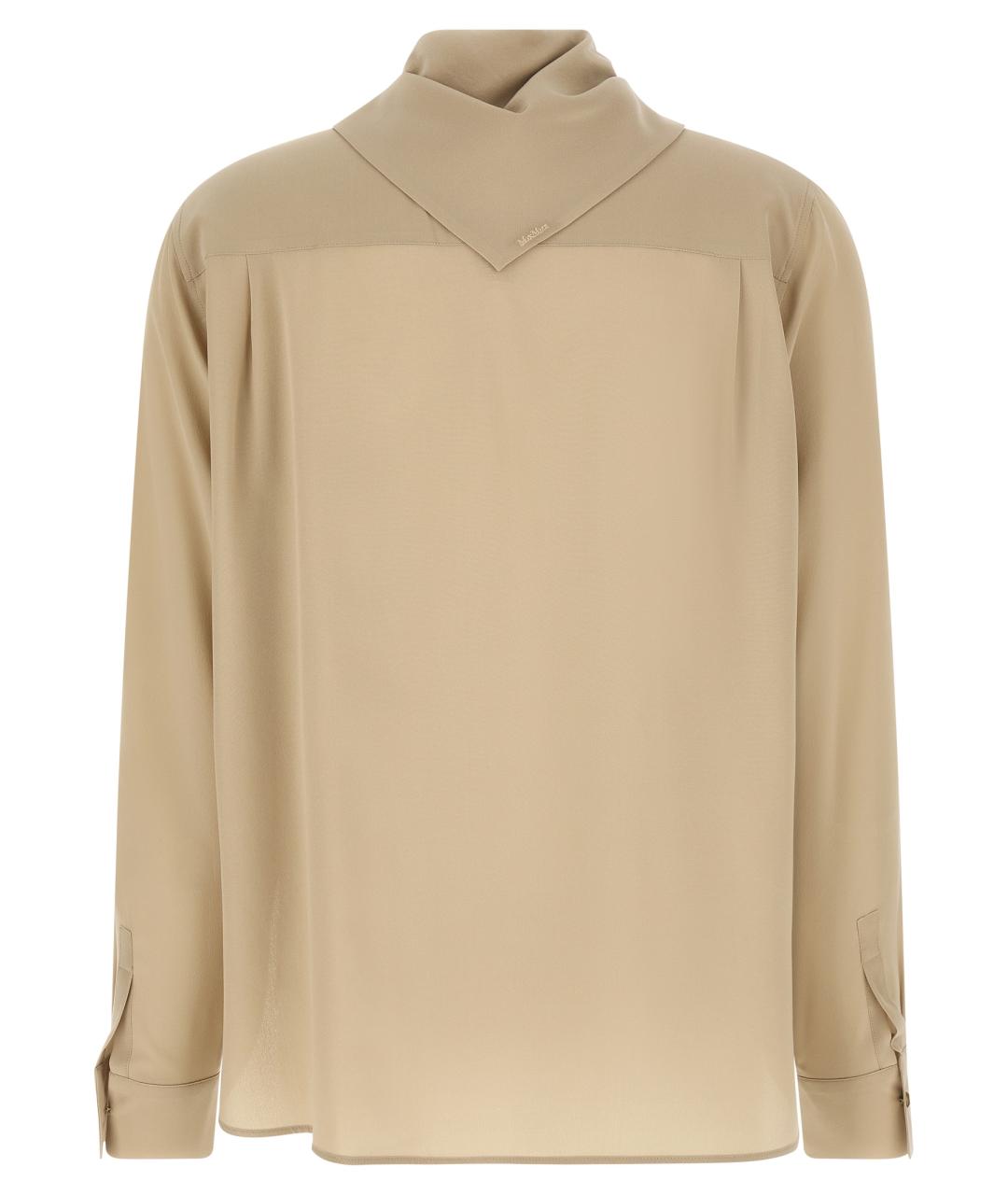 MAX MARA Бежевая шелковая блузы, фото 2