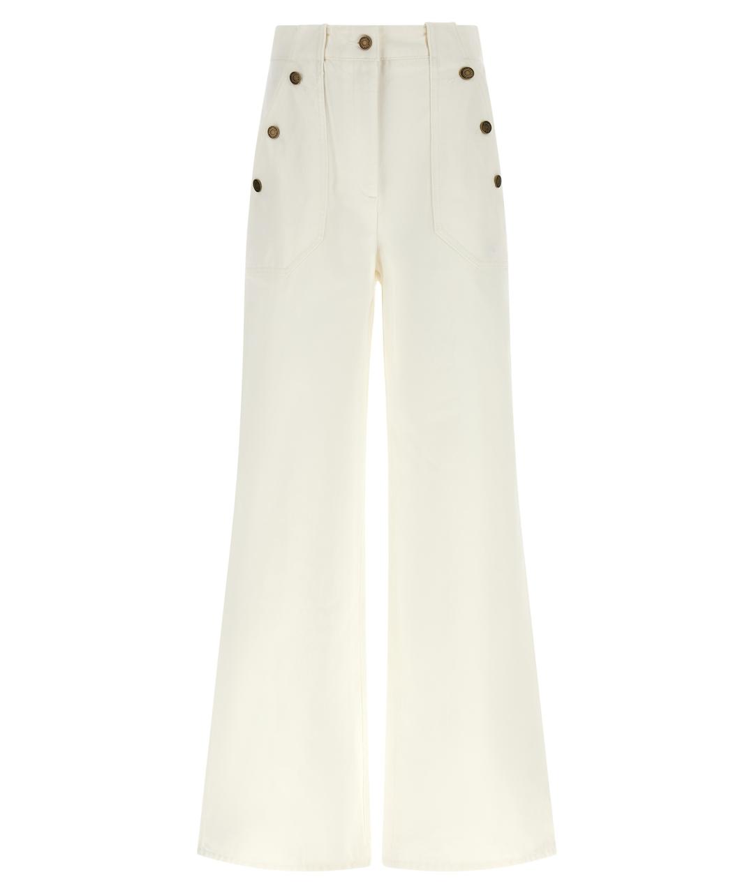 MAX MARA Белые хлопковые прямые брюки, фото 1