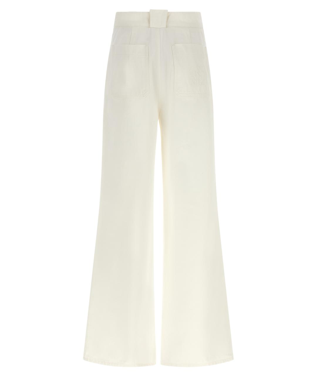 MAX MARA Белые хлопковые прямые брюки, фото 2