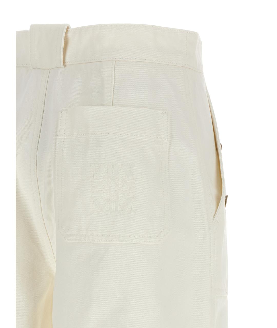 MAX MARA Белые хлопковые прямые брюки, фото 4