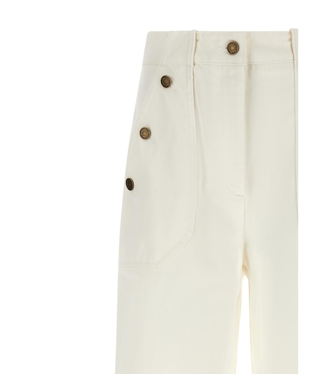 MAX MARA Белые хлопковые прямые брюки, фото 3