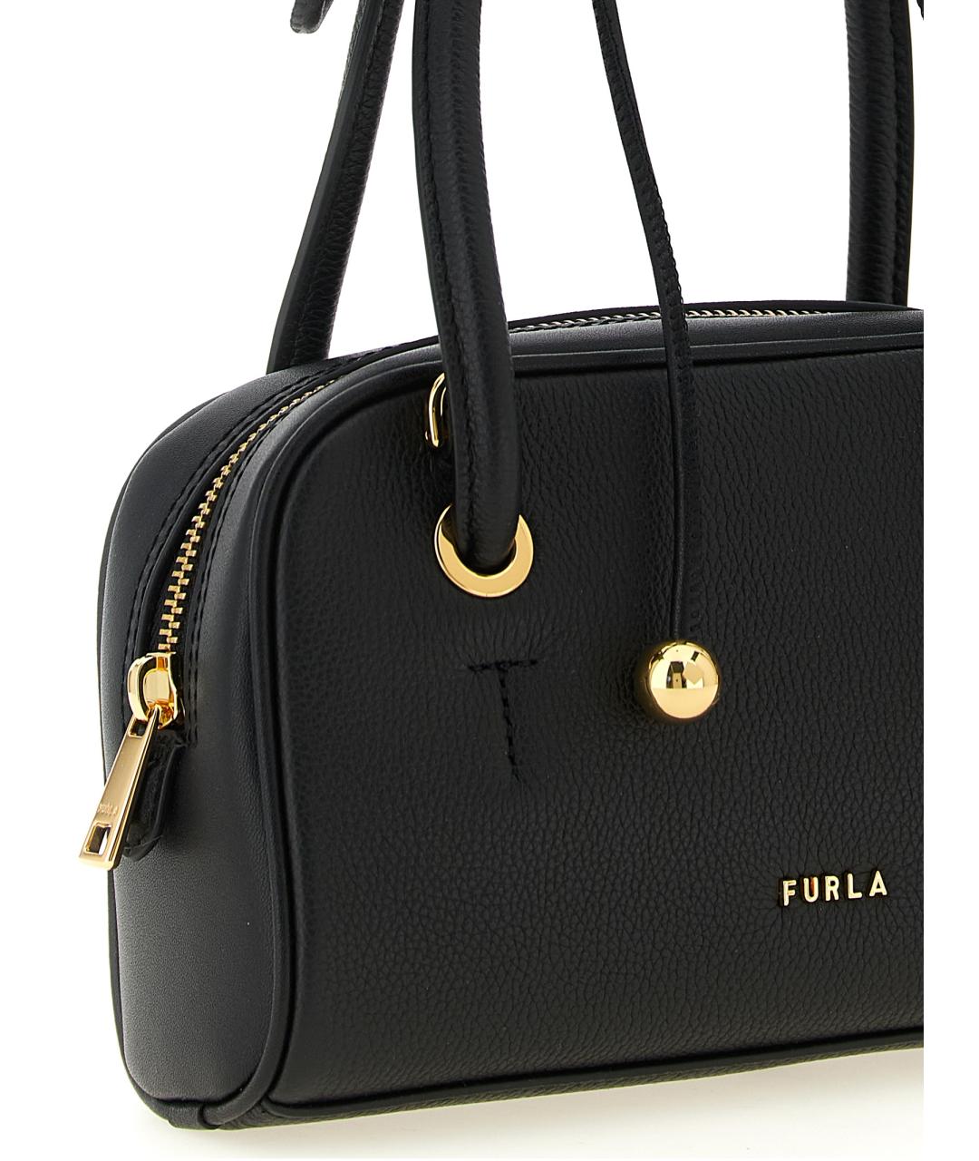 FURLA Черная кожаная сумка с короткими ручками, фото 3