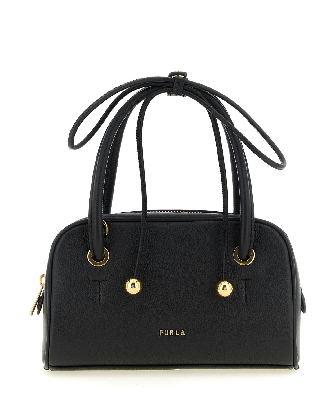 FURLA Черная кожаная сумка с короткими ручками, фото 1