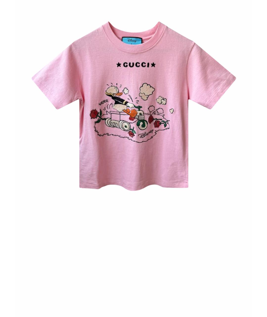 GUCCI Розовая хлопковая футболка, фото 1