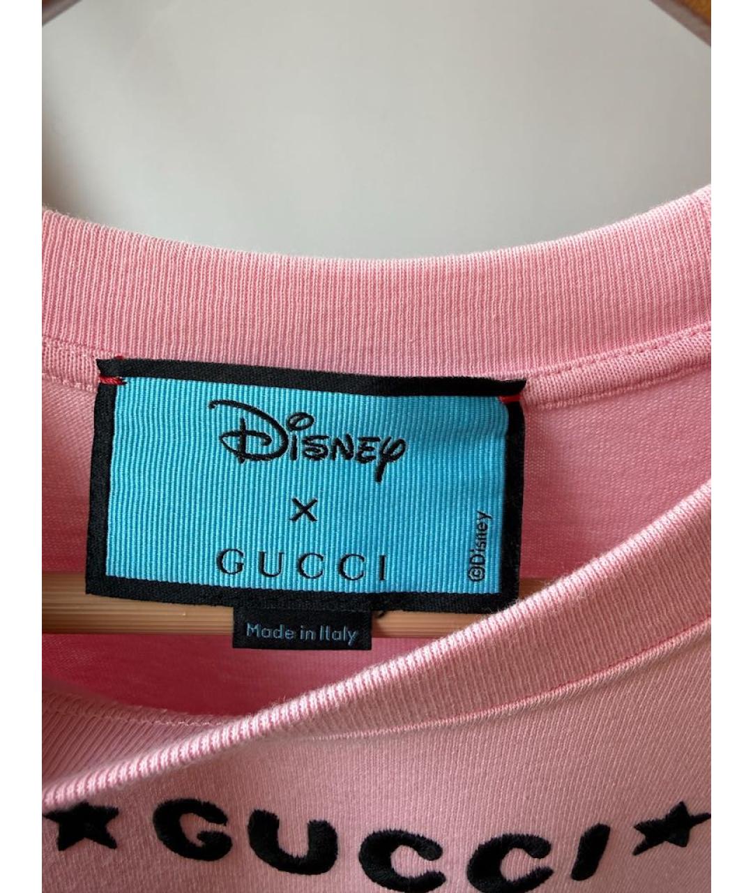 GUCCI Розовая хлопковая футболка, фото 4