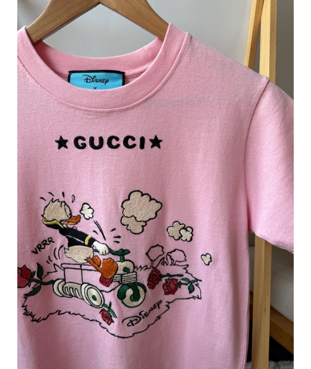 GUCCI Розовая хлопковая футболка, фото 2