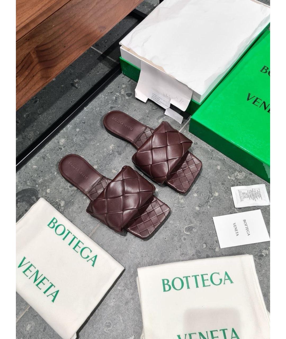 BOTTEGA VENETA Коричневые кожаные сандалии, фото 6