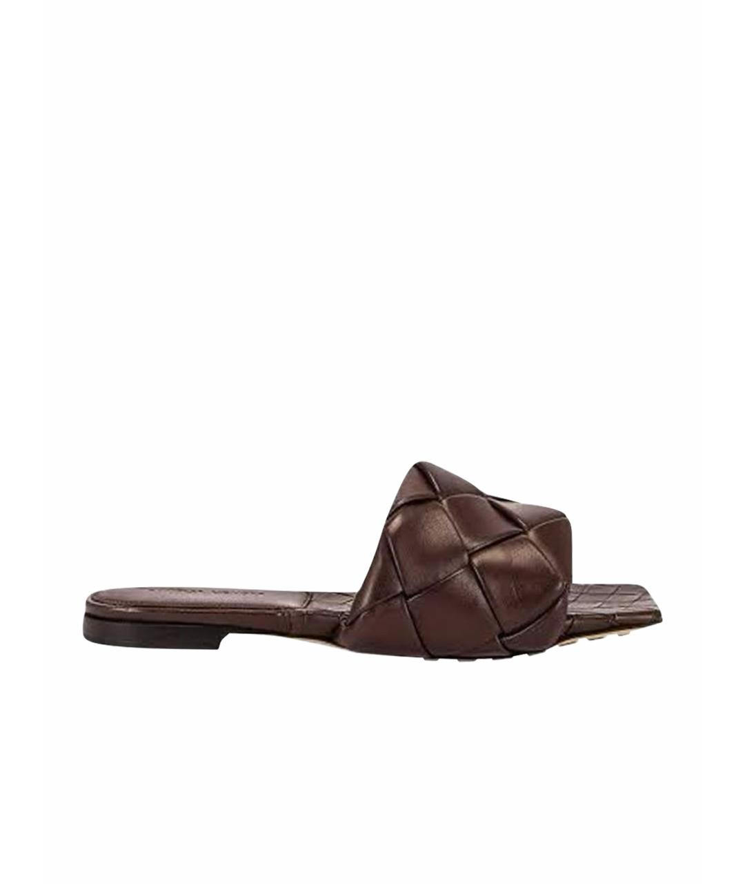BOTTEGA VENETA Коричневые кожаные сандалии, фото 1