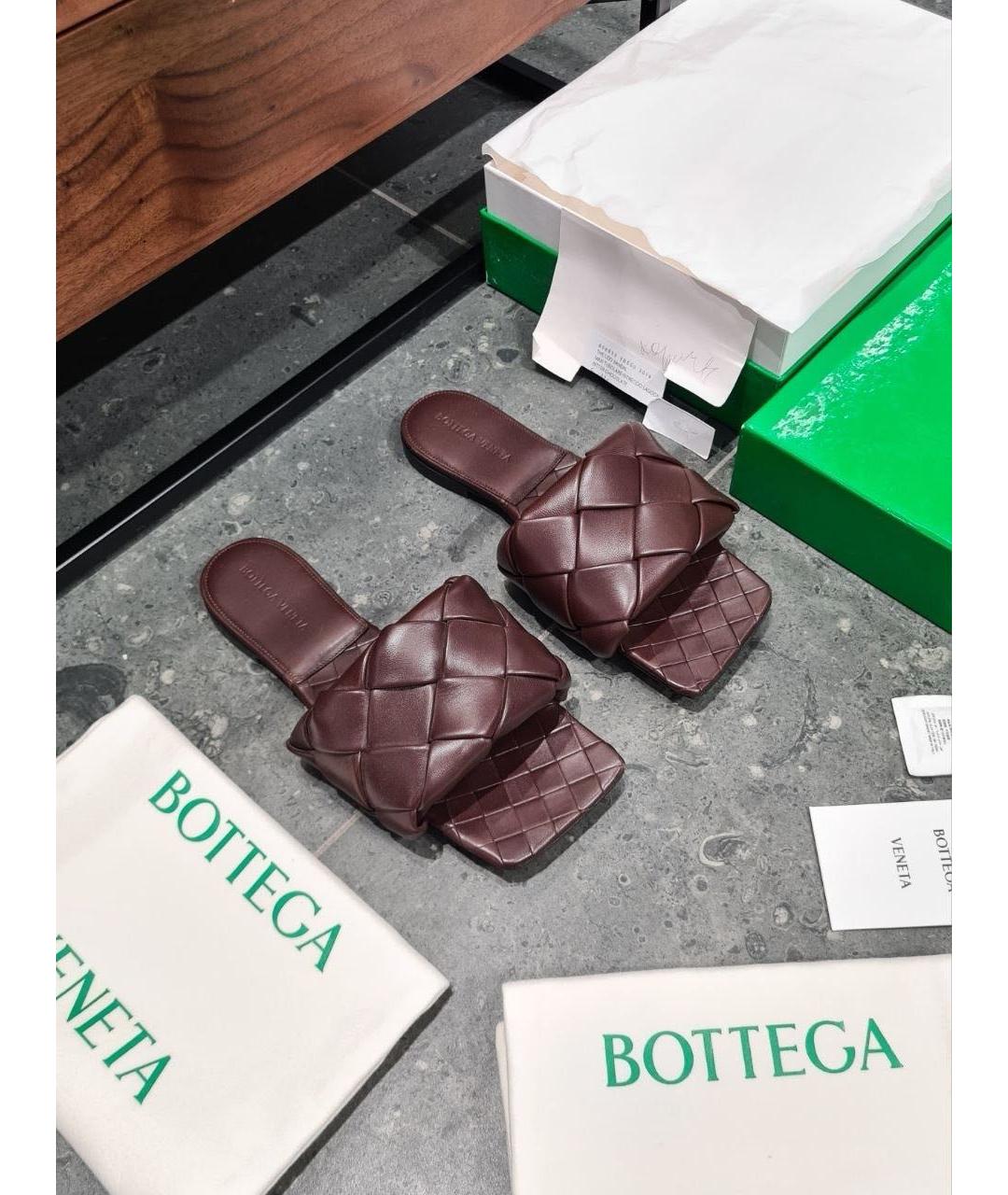 BOTTEGA VENETA Коричневые кожаные сандалии, фото 2