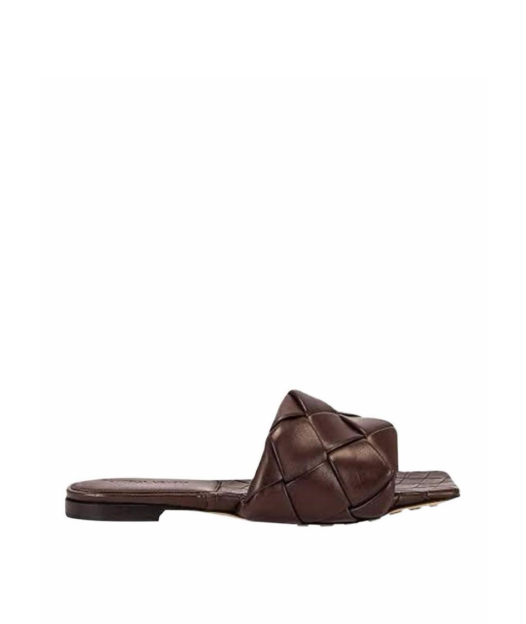 BOTTEGA VENETA Коричневые кожаные сандалии, фото 9