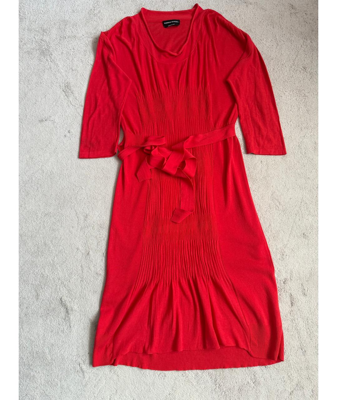 SONIA RYKIEL Коралловое хлопковое повседневное платье, фото 5