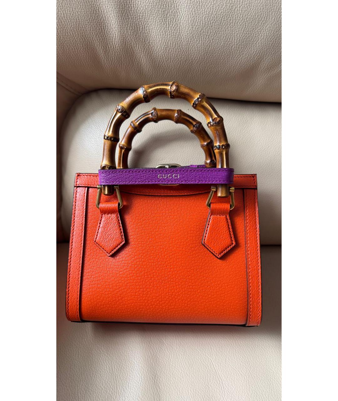 GUCCI Оранжевая кожаная сумка с короткими ручками, фото 2