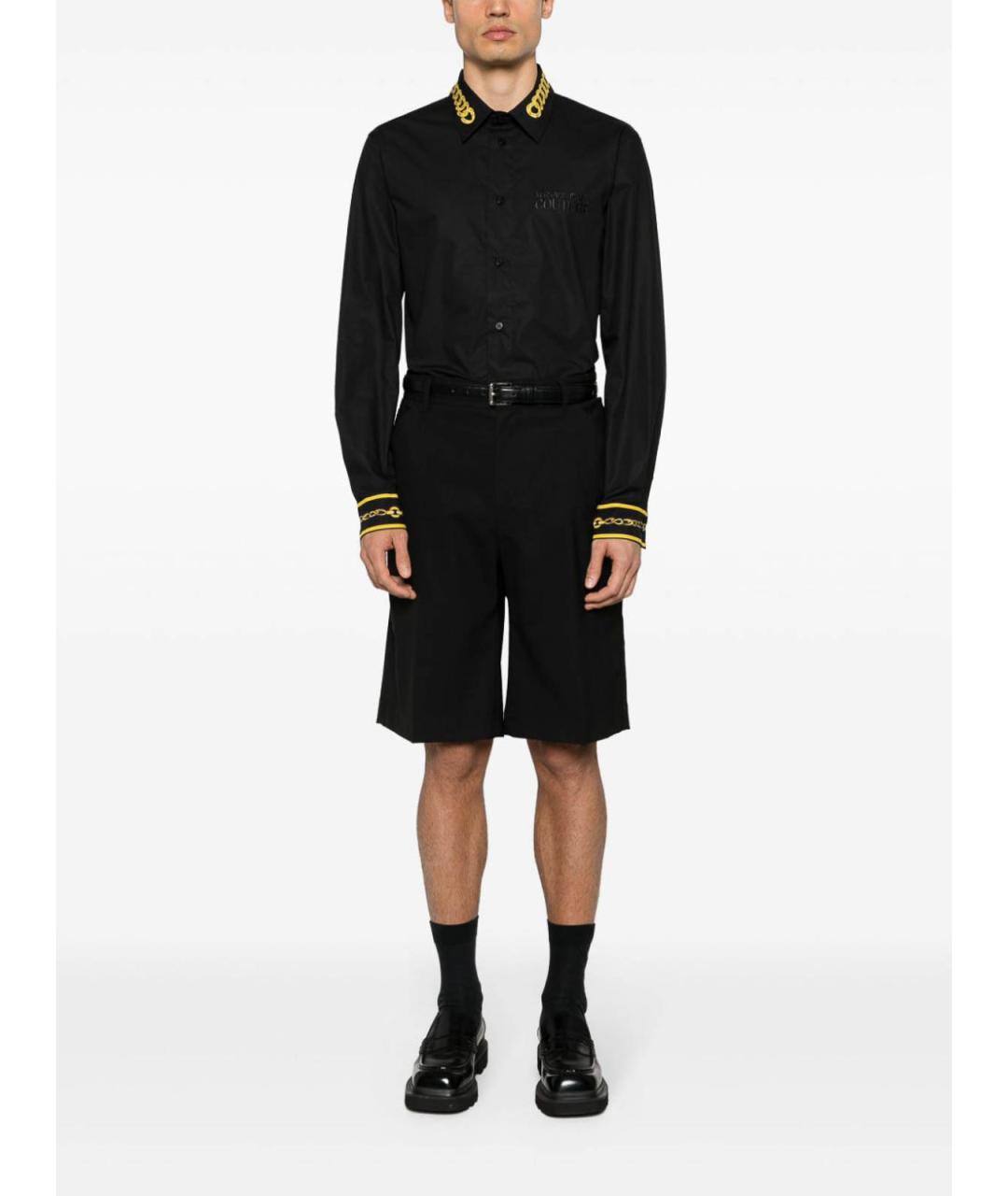 VERSACE JEANS COUTURE Черная хлопковая кэжуал рубашка, фото 4