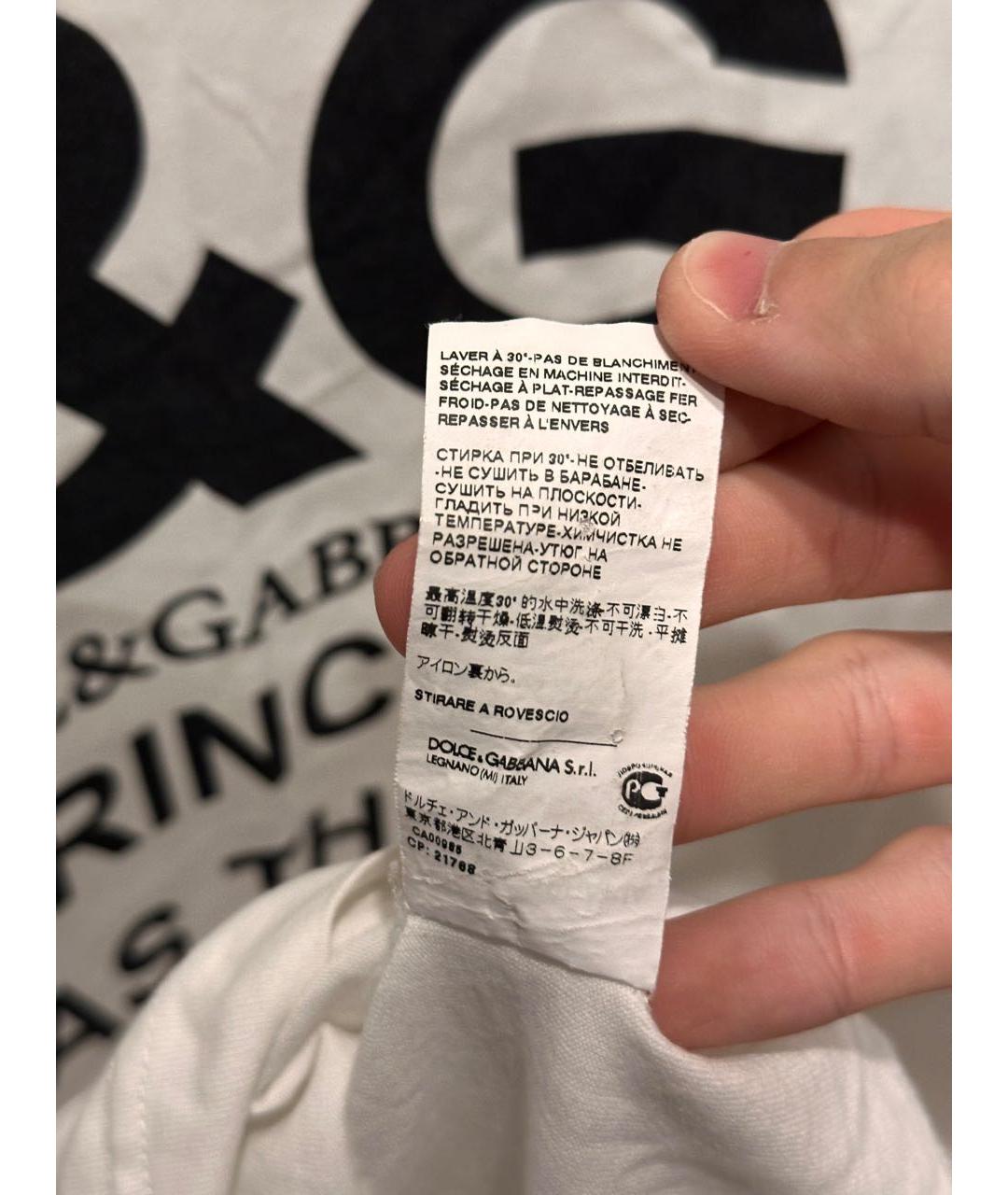 DOLCE&GABBANA Белая хлопковая футболка, фото 5