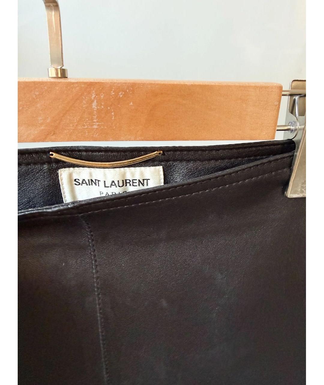 SAINT LAURENT Черные кожаные леггинсы и велосипедки, фото 5