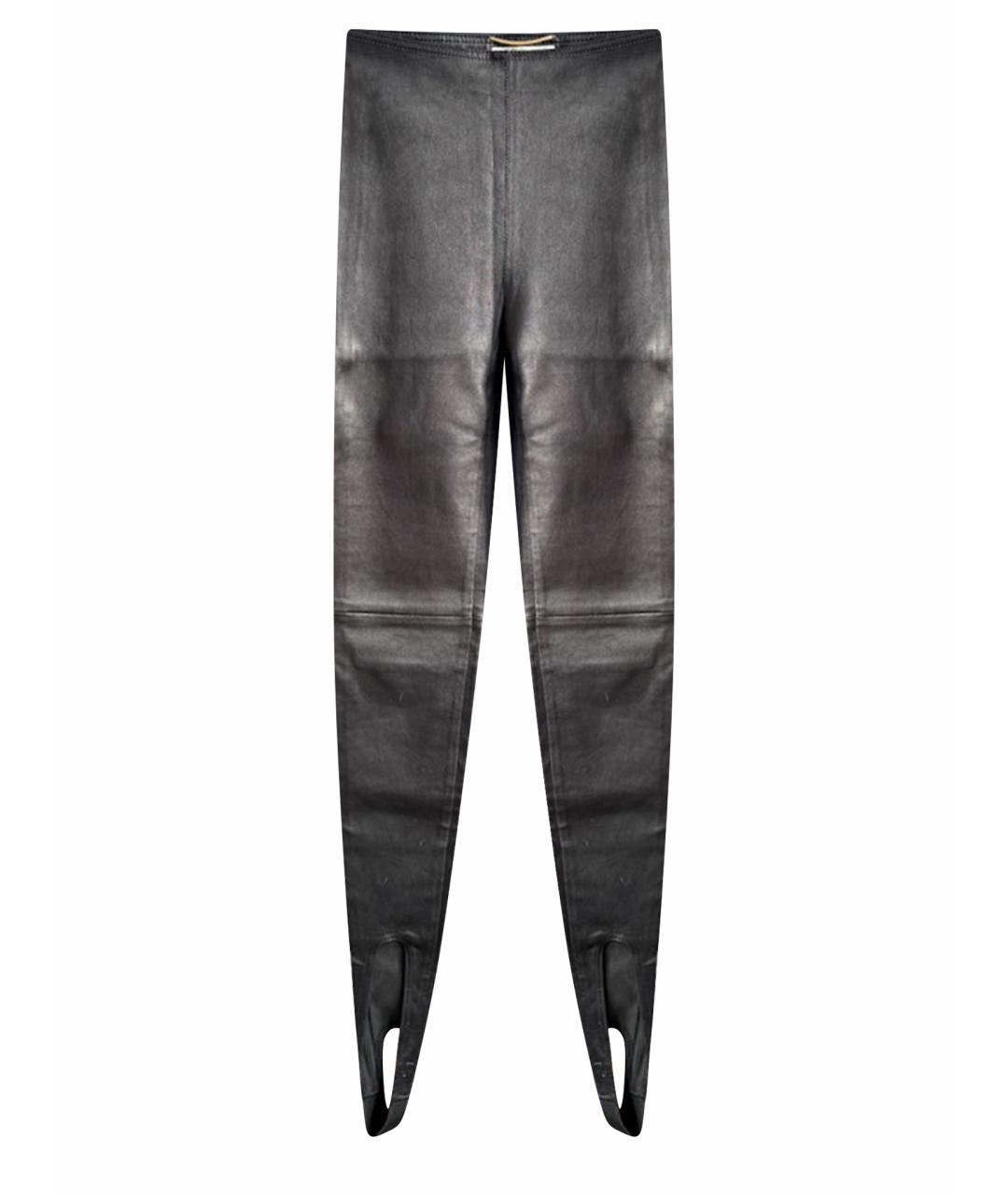 SAINT LAURENT Черные кожаные леггинсы и велосипедки, фото 1