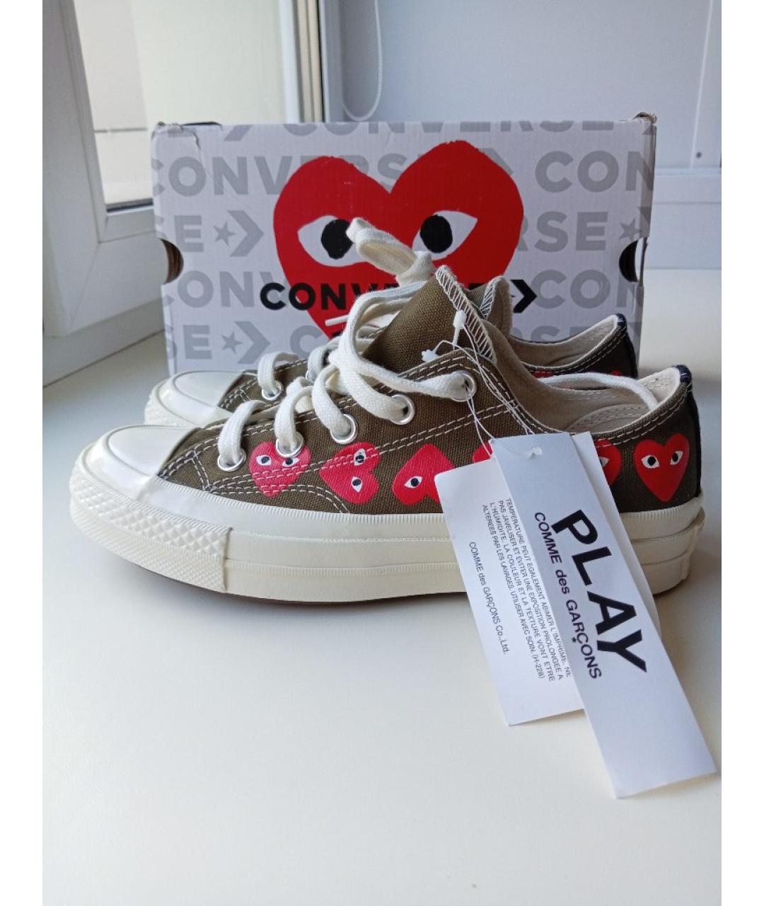 COMME DES GARÇONS PLAY Хаки текстильные кеды, фото 8