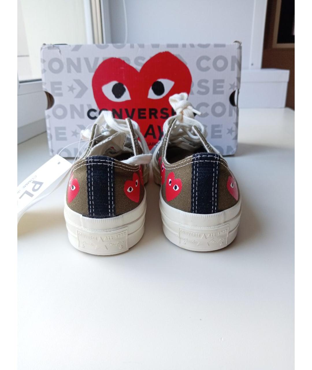 COMME DES GARÇONS PLAY Хаки текстильные кеды, фото 4